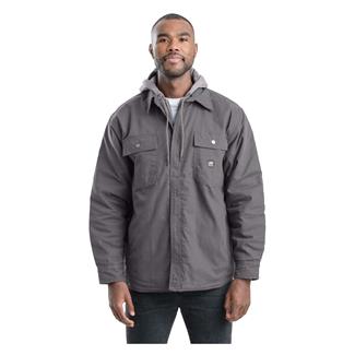 Men's Berne Workwear Heartland Duck Hooded Shirt Jacket Gray