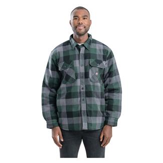 Men's Berne Workwear Heartland Flannel Shirt Jacket Plaid Green