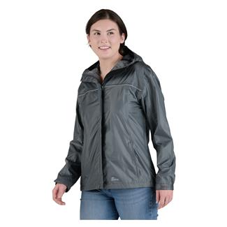Women's Berne Workwear Coastline Lightweight Hooded Rain Jacket Pewter