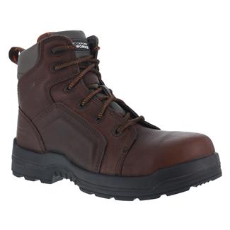 Men's Rockport Works 6" More Energy Lace to Toe Work Composite Toe Waterproof Boots Brown