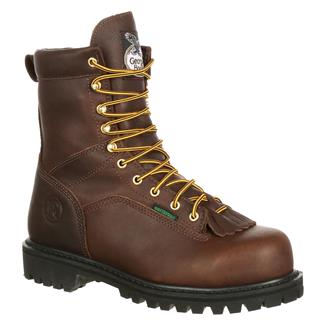 Men's Georgia 8" Low-Heel Logger Steel Toe Waterproof Boots Tumbled Chocolate