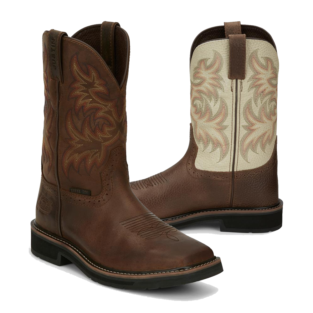 Justin Original Work Boots 11 Driller Square Toe Steel Toe  