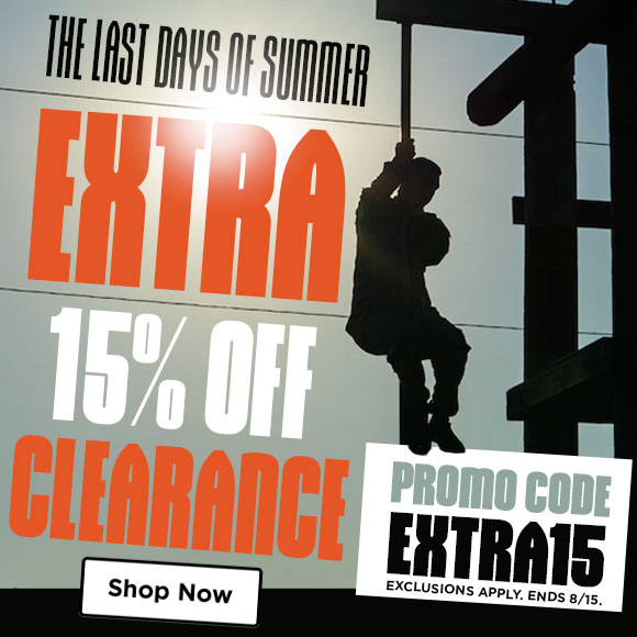 Last days of summer sale. Extra 15% off clearance items. Use promo code EXTRA15. Exclusions apply. Ends 8/15. Shop Now