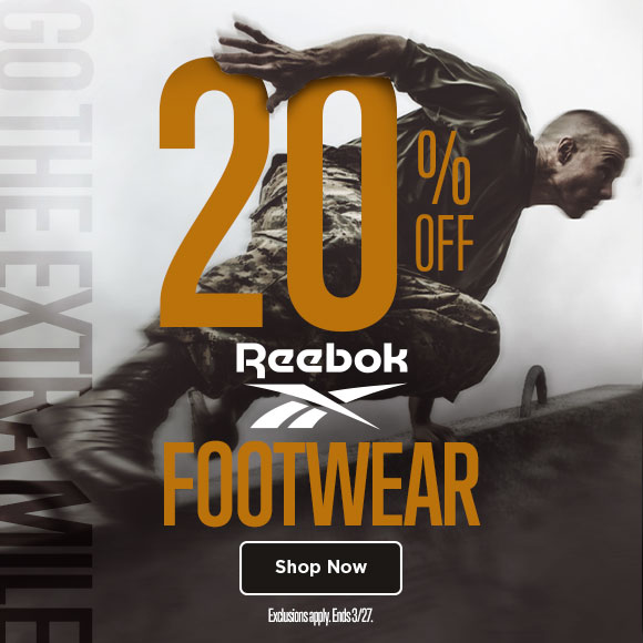 Go the extra mile. 20% off Reebok footwear. exclusions apply. ends 3-27  Shop now