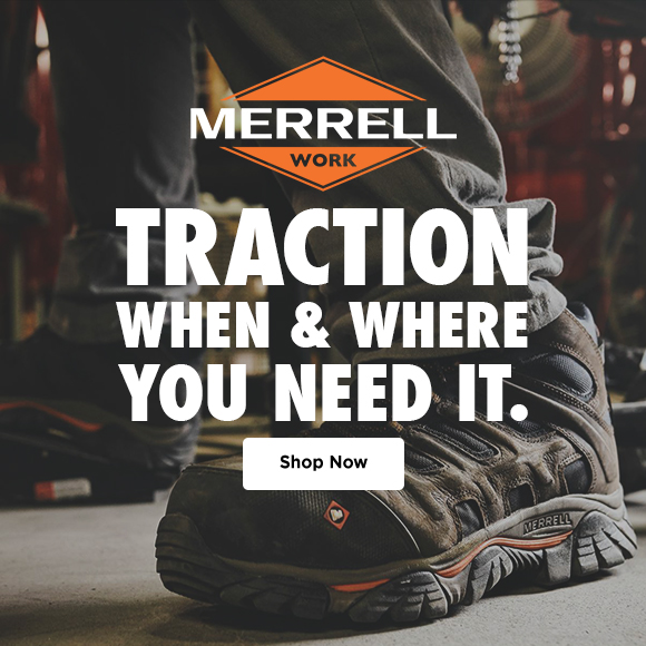 merrell work. traction when and where you need it. shop now.