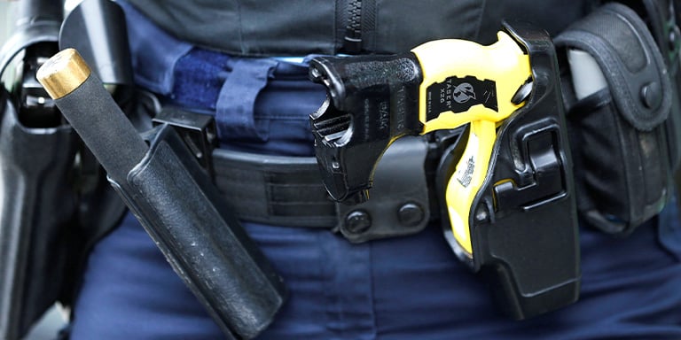 Ex Police Taser Holder Drop Leg With 2 x Cartridge Pouches Black Duty Belt 