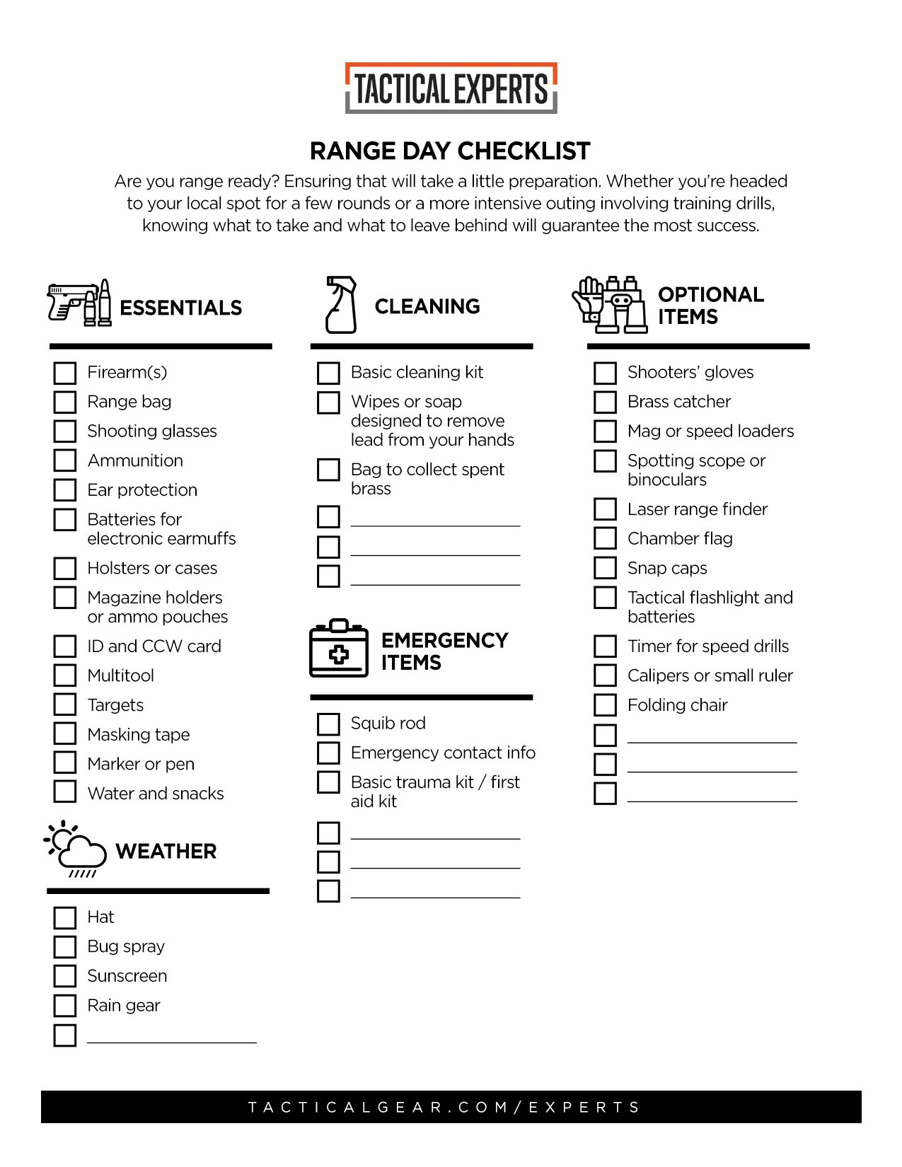 Range Day Checklist