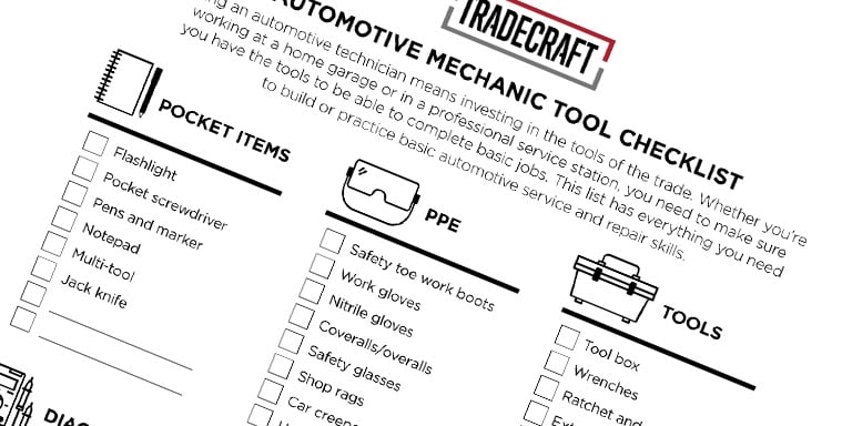 Automotive Mechanic Tool Checklist