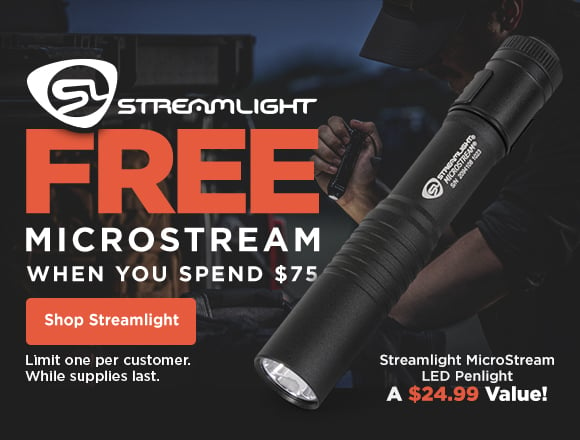 streamlight. free microstream when you spend $75. shop streamlight. limit one per customer. while supplies last. streamlight microstream led penlight a $24.99 value!