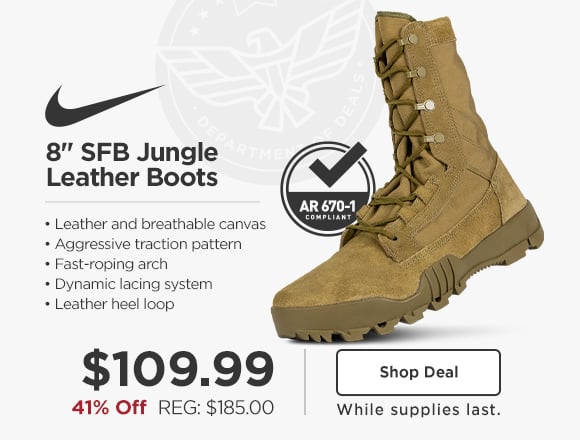 NIKE 8 inch SFB Jungle Leather Boots $109.99. reg: $185. shop deal while supplies last.