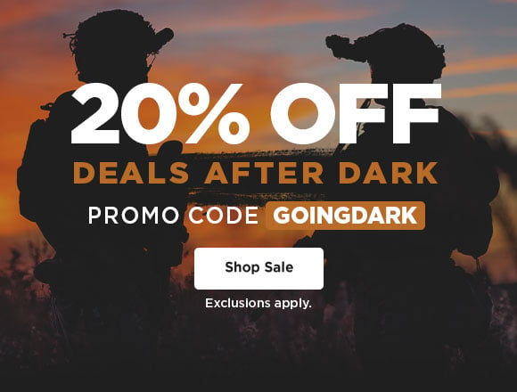 20% off. deals after dark. promo code: goingdark. shop now, exclusions apply.