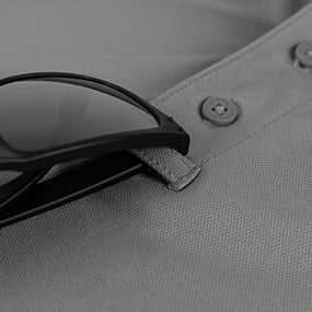 Sunglass clip at front placket