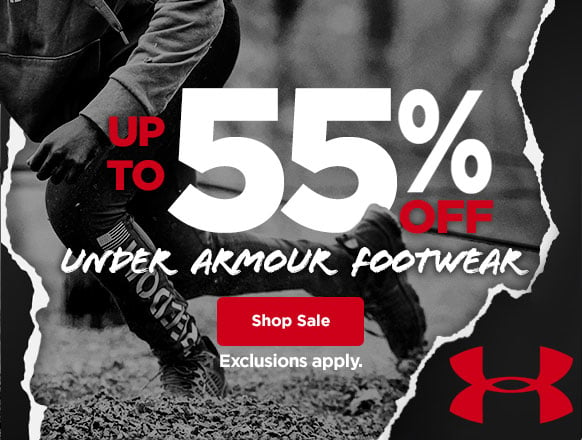 up to 55% off under armour footwear