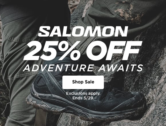 25% off salomon. adventure awaits. shop sale, exclusions apply. ends 5/29.