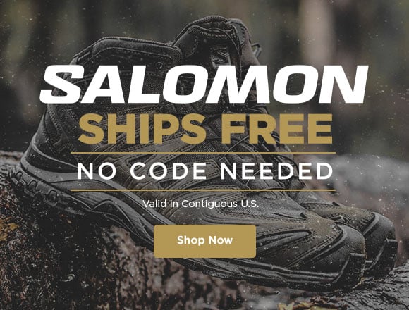 salomon ships free. no code needed. shop now. valid in contiguous U.S.