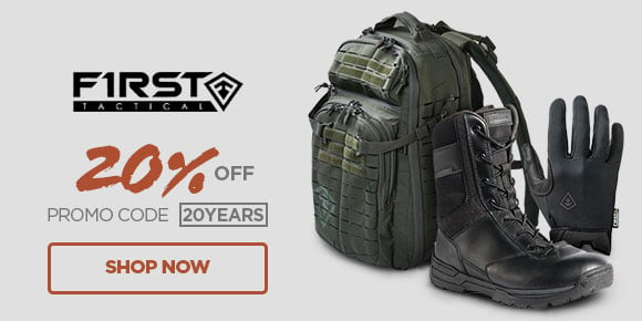 20% off First Tactical USE PROMO CODE 20YEARS