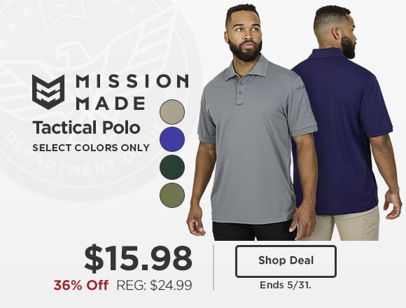 mission made polo $15.98 25% off. ends 5/31.