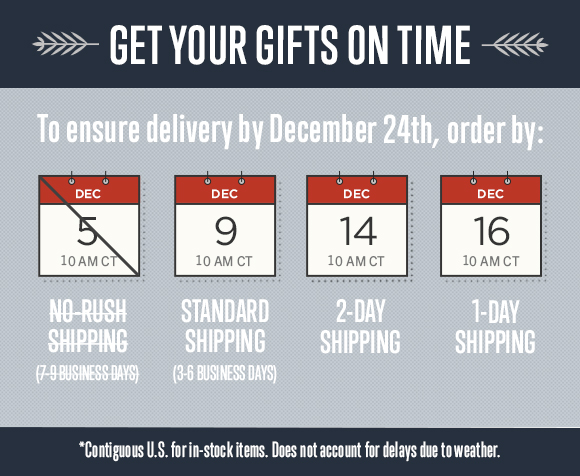 - GETYOUR GIFTS ON TIME S Lol e *Contiguous U.S. forin-stock items. Does not account for delays due to weather. 