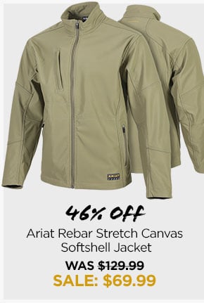 467 OfF Ariat Rebar Stretch Canvas Softshell Jacket WAS $129.99 SALE: $69.99 